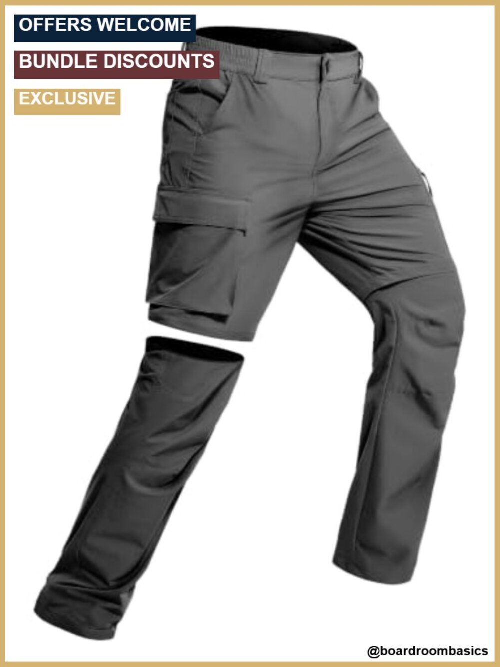 Convertible Hiking Pants Quick Dry Stretch Zip Off Cargo Work Pants